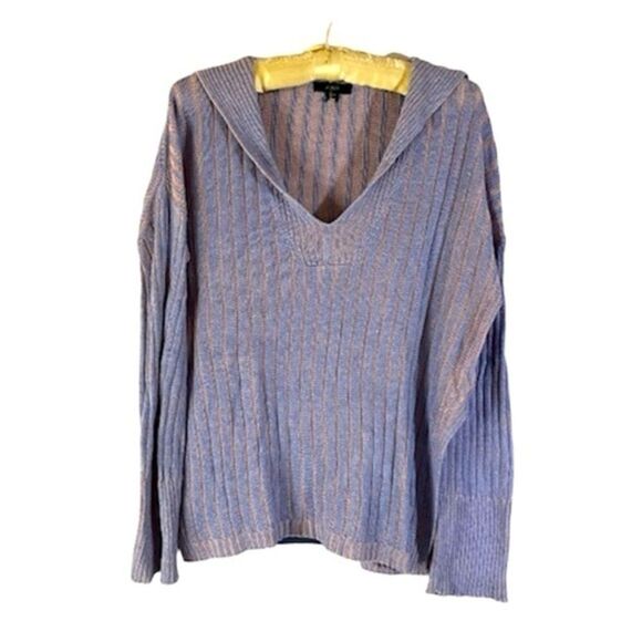 J Crew V Neck Ribbed Knit Sweater Blue Pink Small Medium - Picture 1 of 7